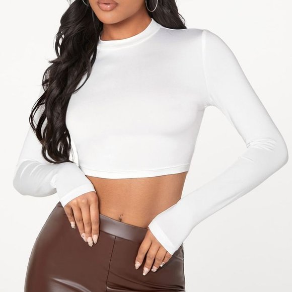 Fashion Nova Tops Womens Fashion Nova Long Sleeve Crop Top Size